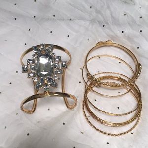 Gold cuff and bangles accessories